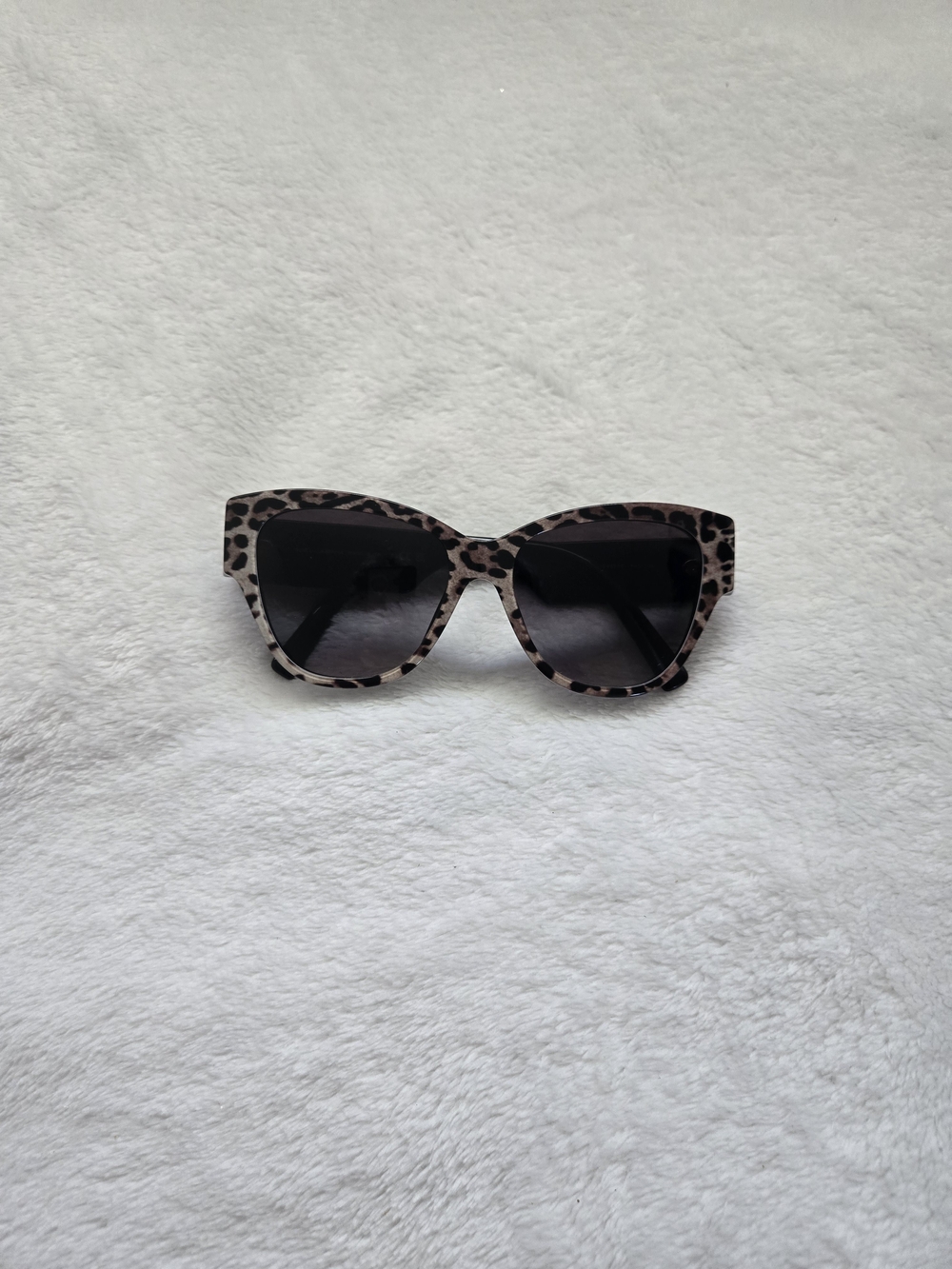 Leopard Print Cat-Eye Women's Sunglasses - Black Lenses